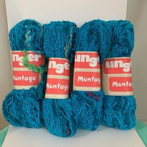 Retired Unger Montage Yarn in Azure Blue 1071 With Colorful Streaks -Lot of 4